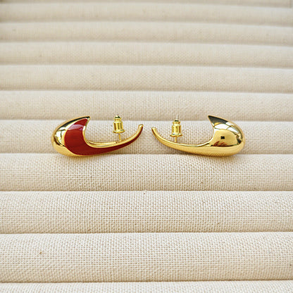 retro Enamel gold- red earring