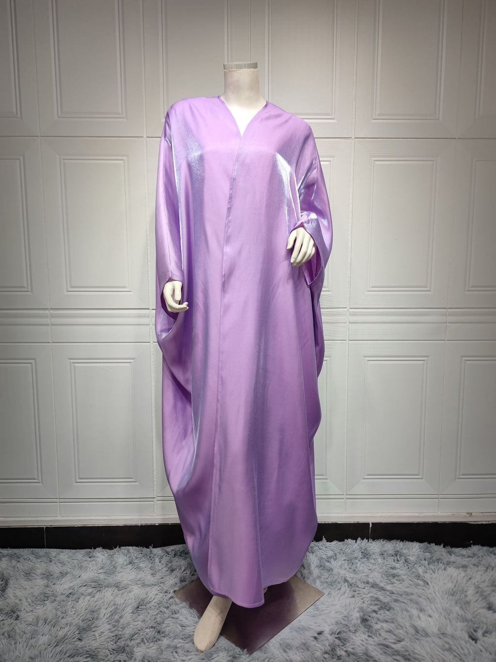 Muslim Fashion Shiny Silk Bat Sleeves Robe