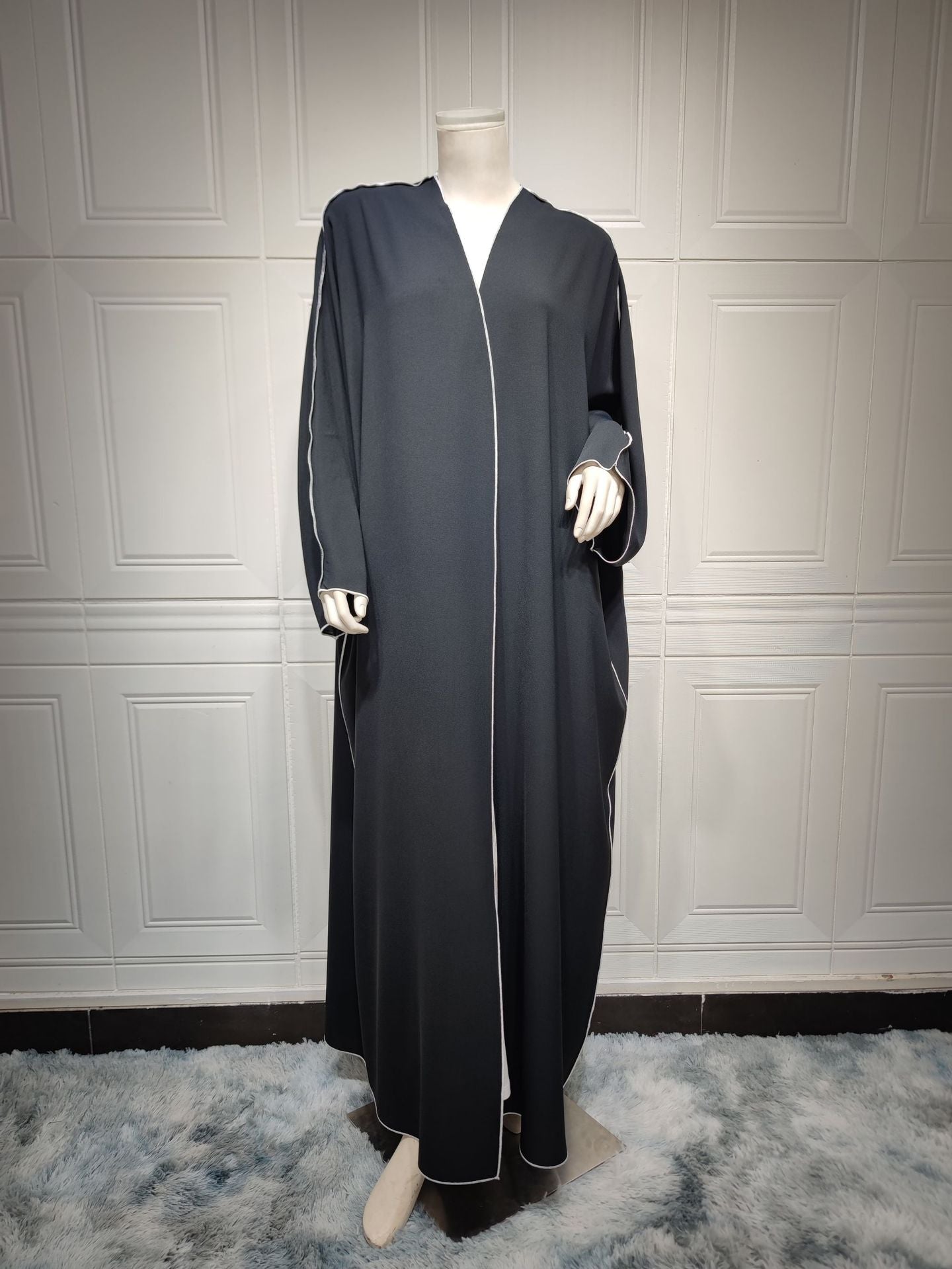 White Panelled Abaya Robe