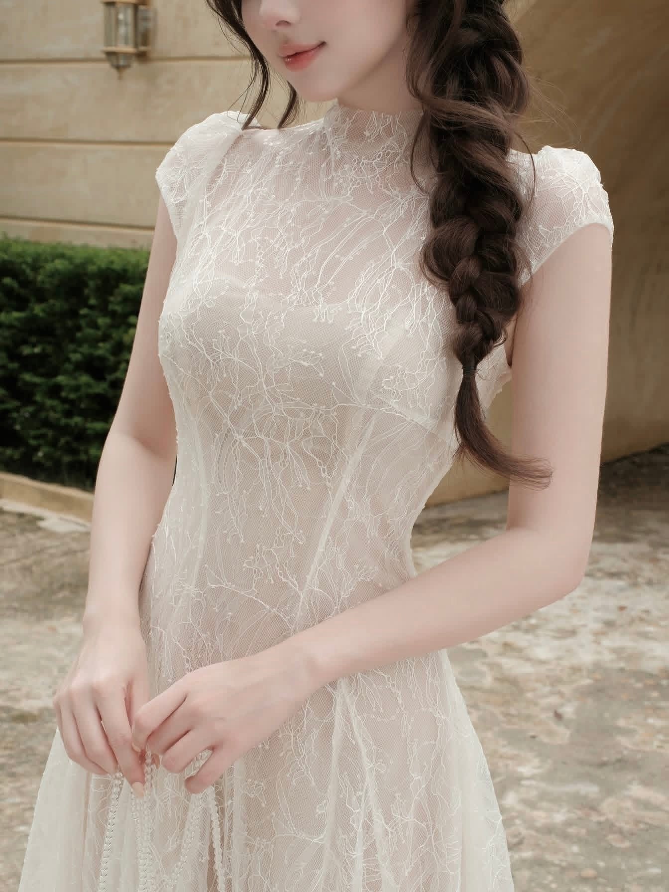 lace sequin A line midi dress