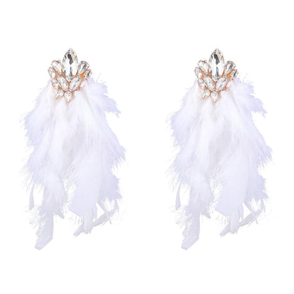 RHINESTONE FEATHER EARRINGS
