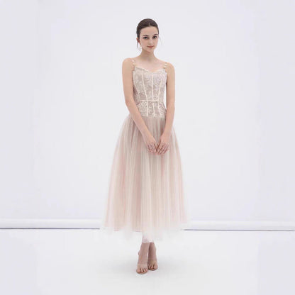 Alani Apricot Lace Mermaid Spaghetti Strap Tulle Dress