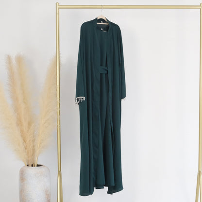 1pcs Solid Color Beaded Cardigan Robe