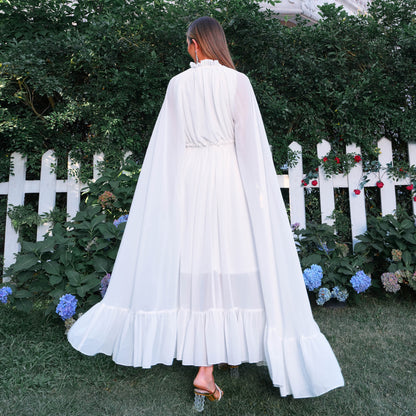 wendy v-neck chiffon maxi dress in white