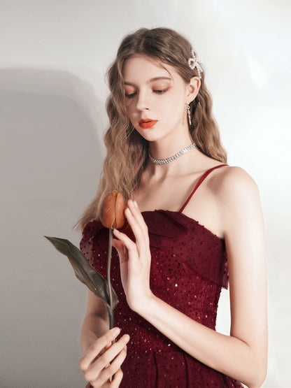 burgundy sequin detail maxi dress