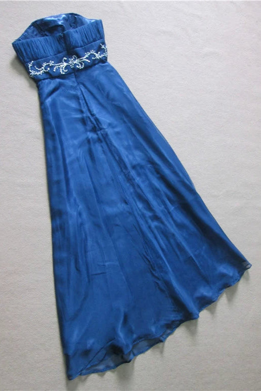 Navy blue chiffon tube top A-line maxi skirt