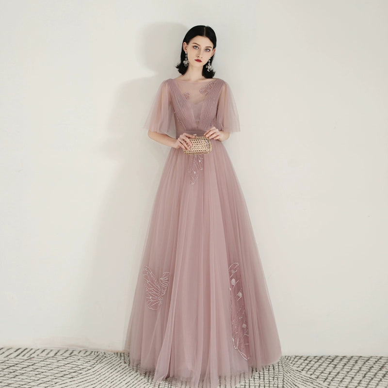sequin bow applique maxi dress in pink