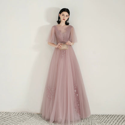 sequin bow applique maxi dress in pink