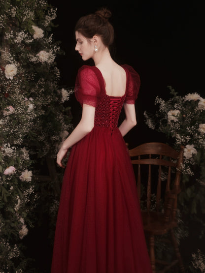kate square neck maxi dress in Claret