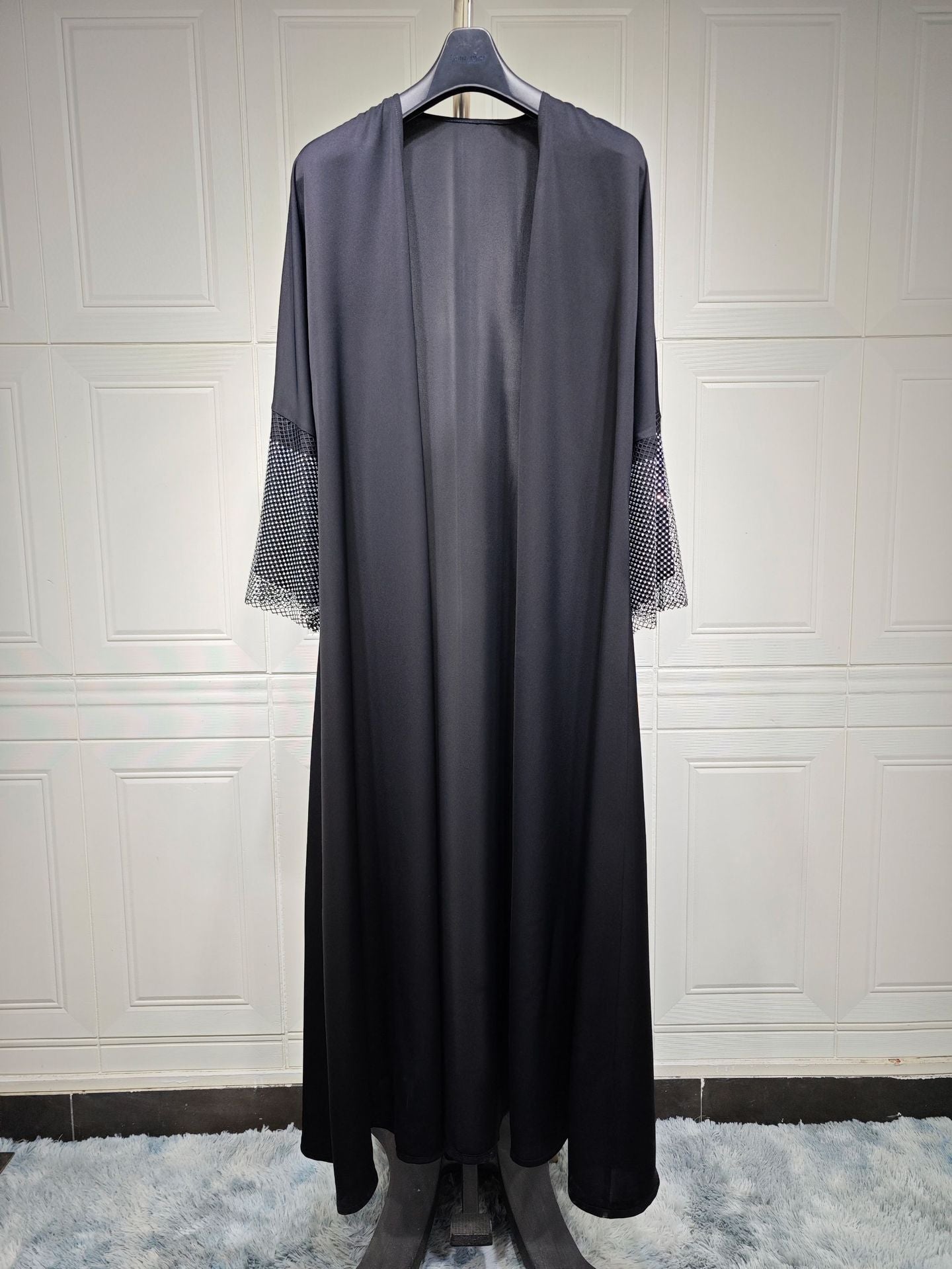 Abaya Muslim Elastic Diamond Mesh Robe