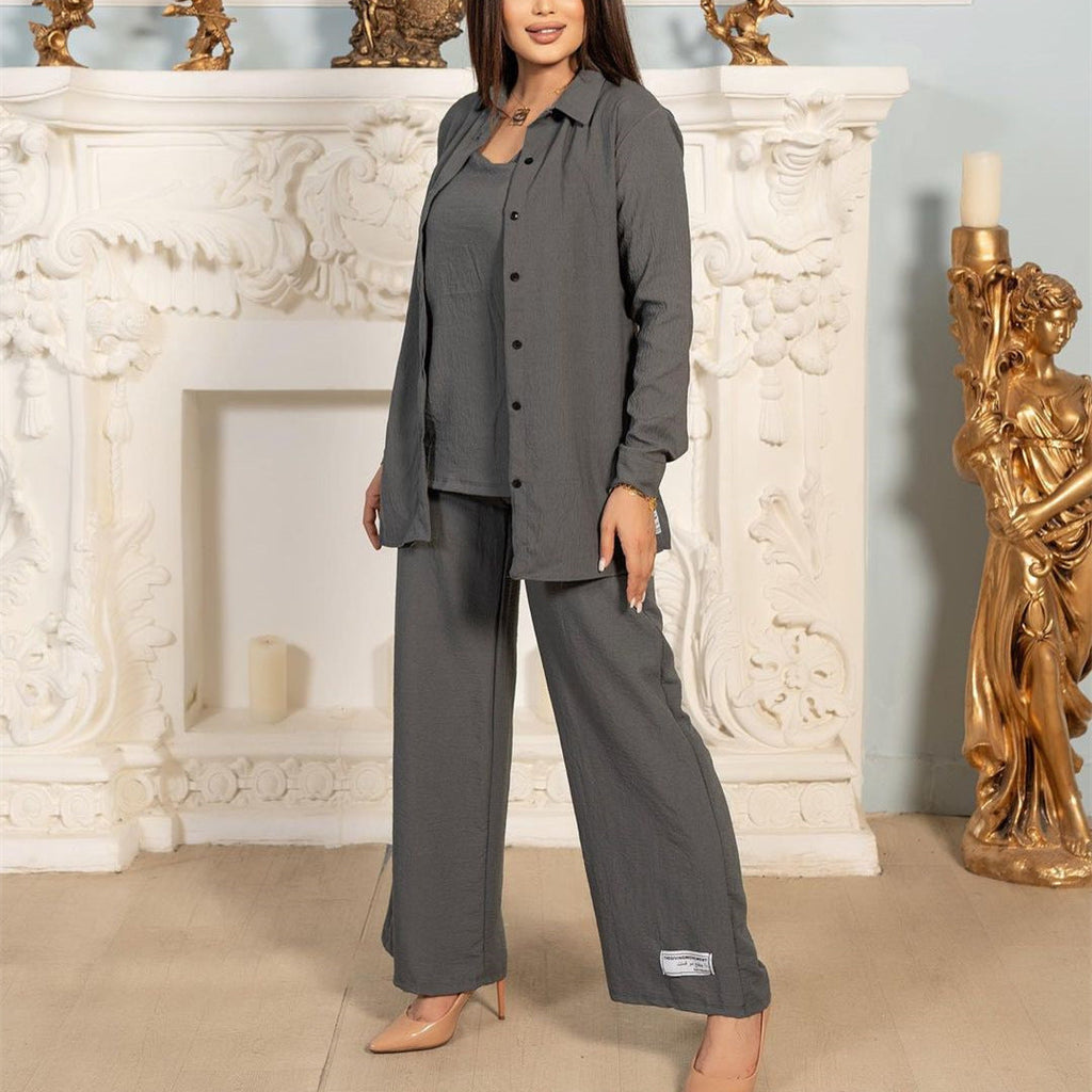 3pcs Set Long Sleeved Shirt Vest and Pants