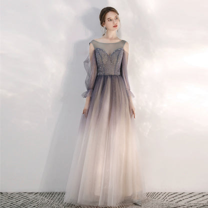 gradient purple sequin detail tulle maxi dress