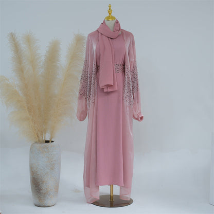 3 Pcs Set Cardigan+Inner Dress+Hijab