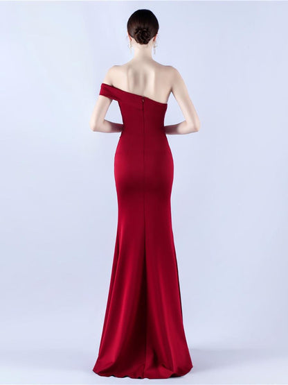 Off Shoulder Split Thigh Prom Dress