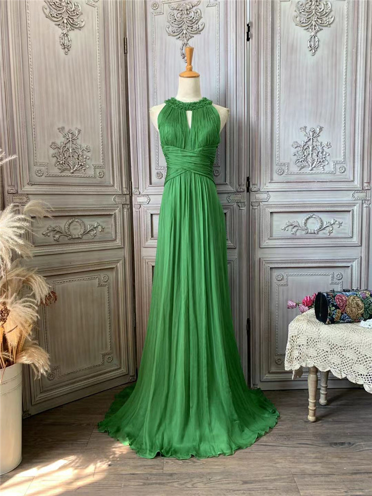 Silk beaded long A-line skirt