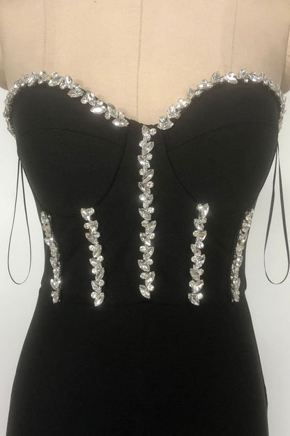 kristin Black Strapless Mesh Bandage Maxi Dress