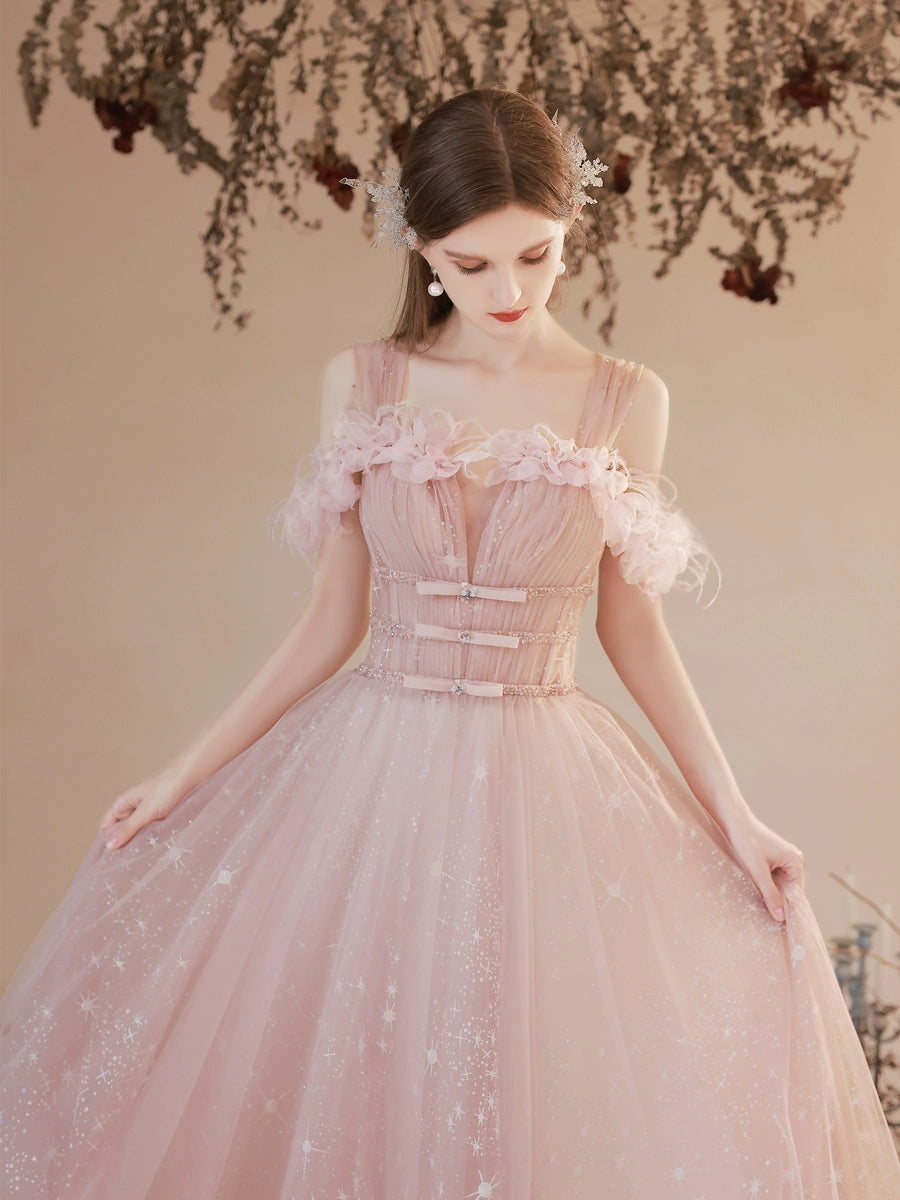 jenney flower embellished sequin maxi dress in pink