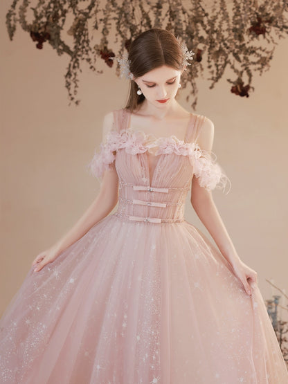 jenney flower embellished sequin maxi dress in pink