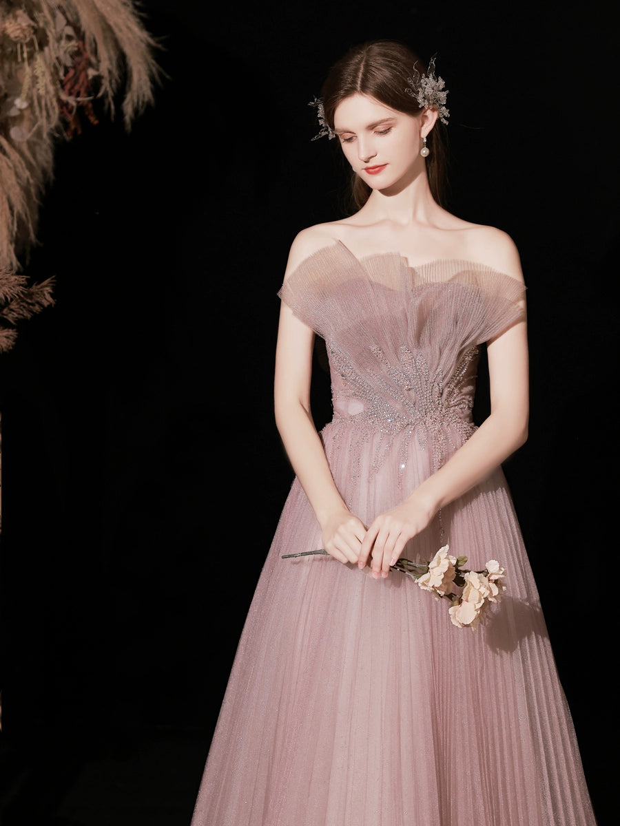 applique strapless maxi dress in pink
