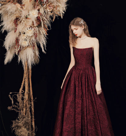 kate Red satin strapless maxi dress