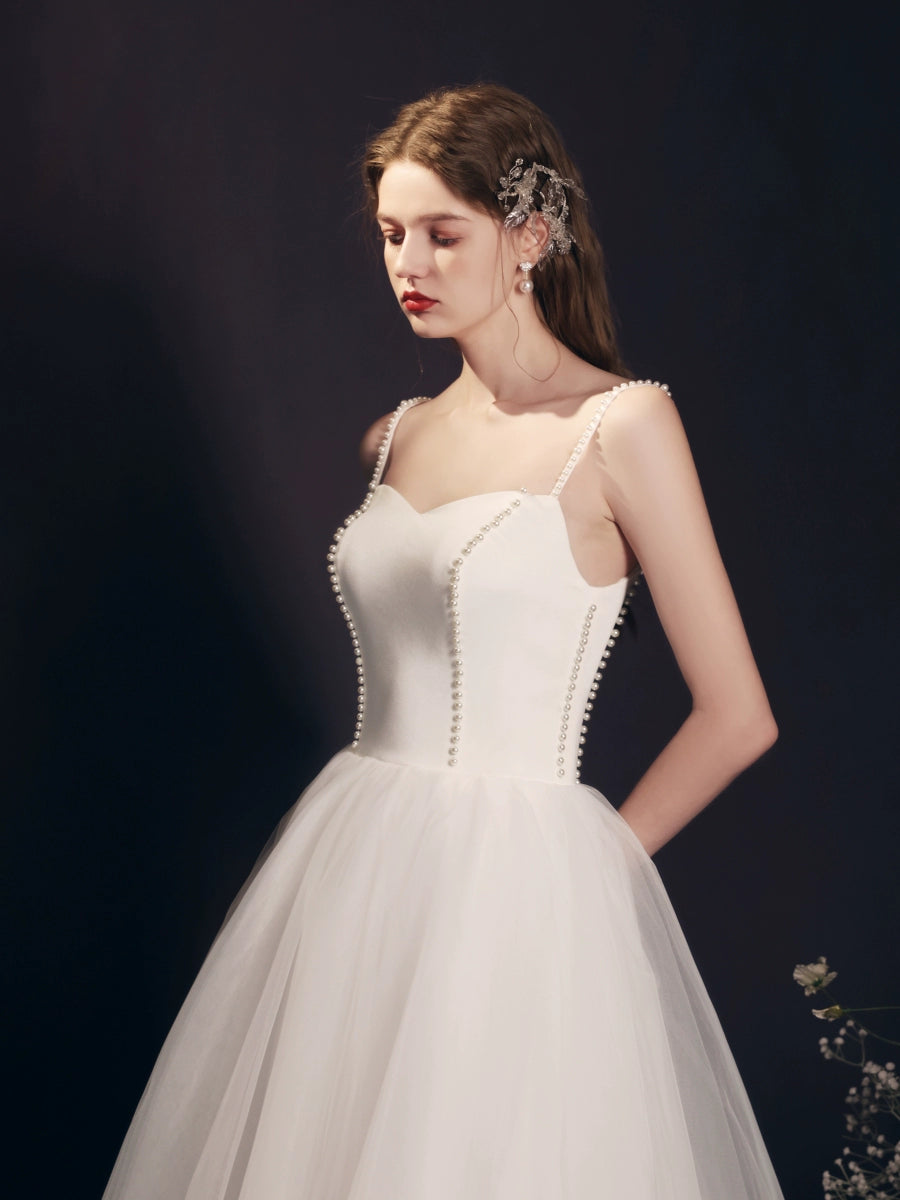 satin tulle puff sleeve maxi dress in white