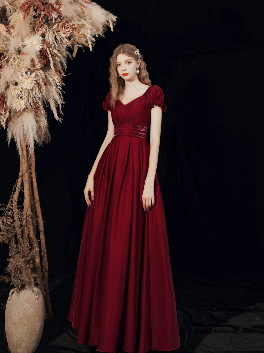 High-quality French red satin maxi dress