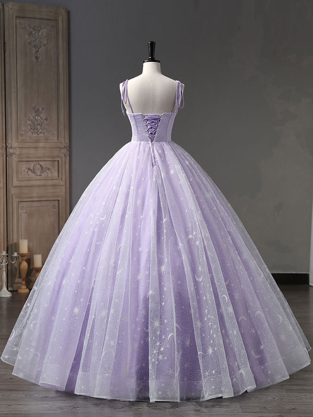 A-Line Tulle Purple Prom Dress