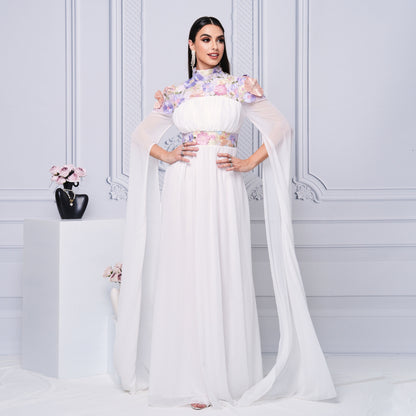 floral applique tulle maxi dress