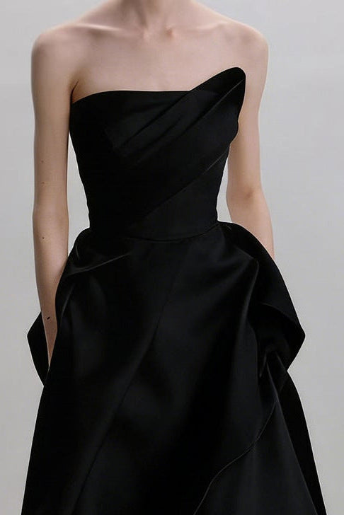 Lyuba White French Lightweight High-End Strapless Slim Fit Simple Maxi Dress