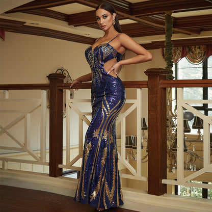 janice off-shoulder sequin patern maxi dress