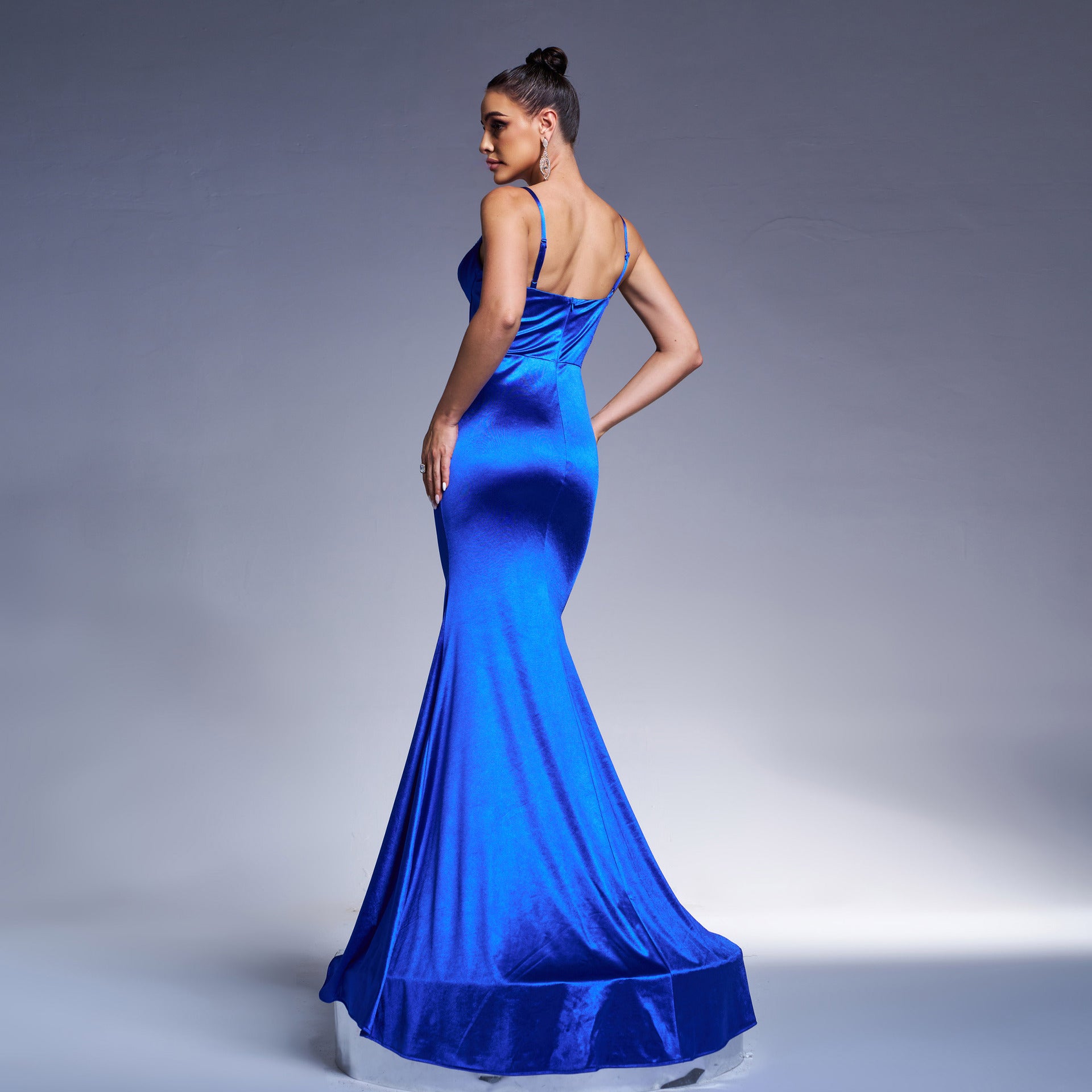 Strapless Fishtail maxi Dress - blue