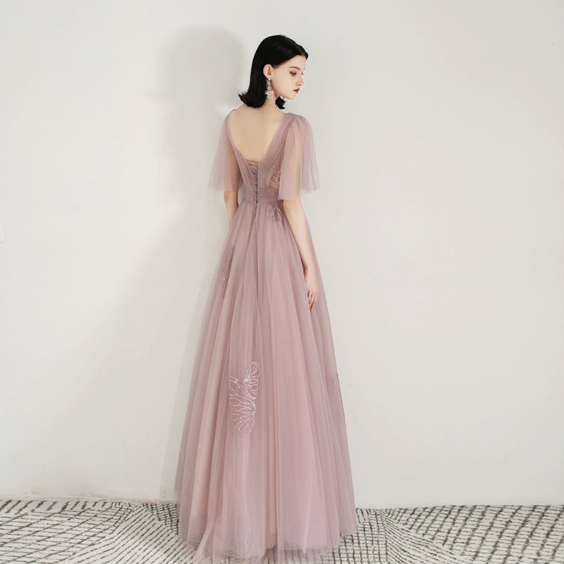 sequin bow applique maxi dress in pink