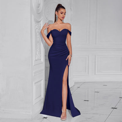 claire high slit backless bodycon maxi dress in white