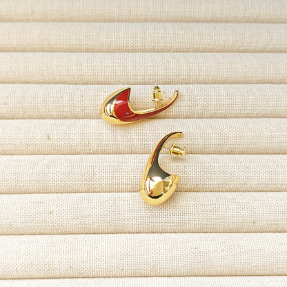 retro Enamel gold- red earring
