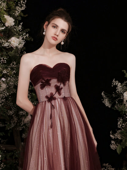 floral applique sequin detail tulle maxi dress in red