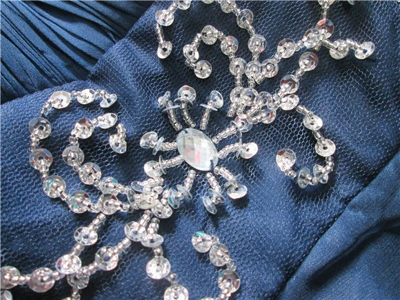 Navy blue chiffon tube top A-line maxi skirt