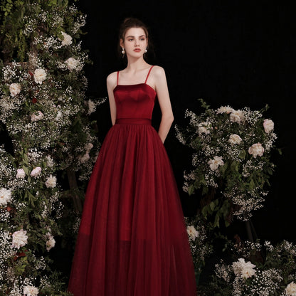 wendy Claret satin strap midi dress