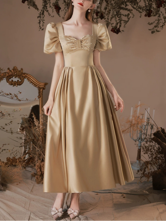 pearl embellished puff sleeve maxi dress
