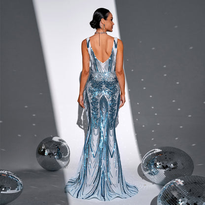 setlla sequin embellished fishtail maxi dress
