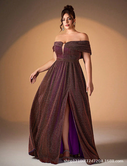 sequin embellished pleated maxi dress in multi purple