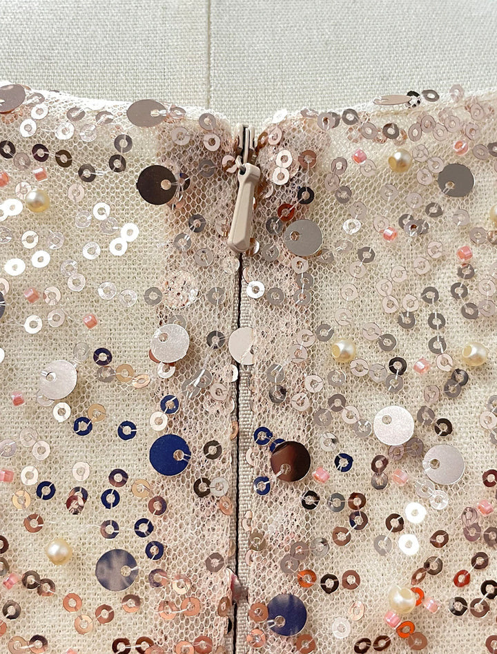 Satin Rose Gold Fishtail maxi dress in gold