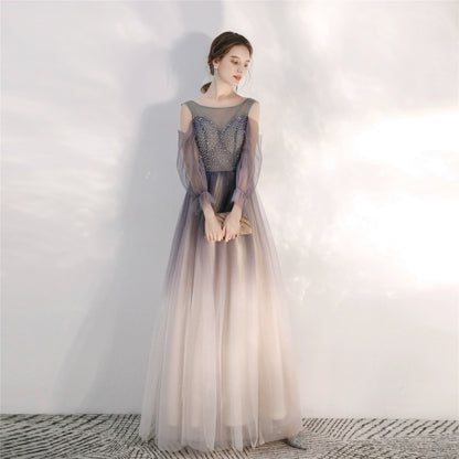 gradient purple sequin detail tulle maxi dress