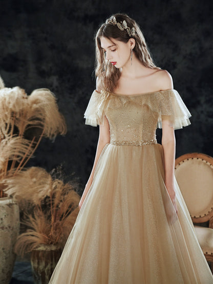 champagne ruffle detail sequin maxi dress