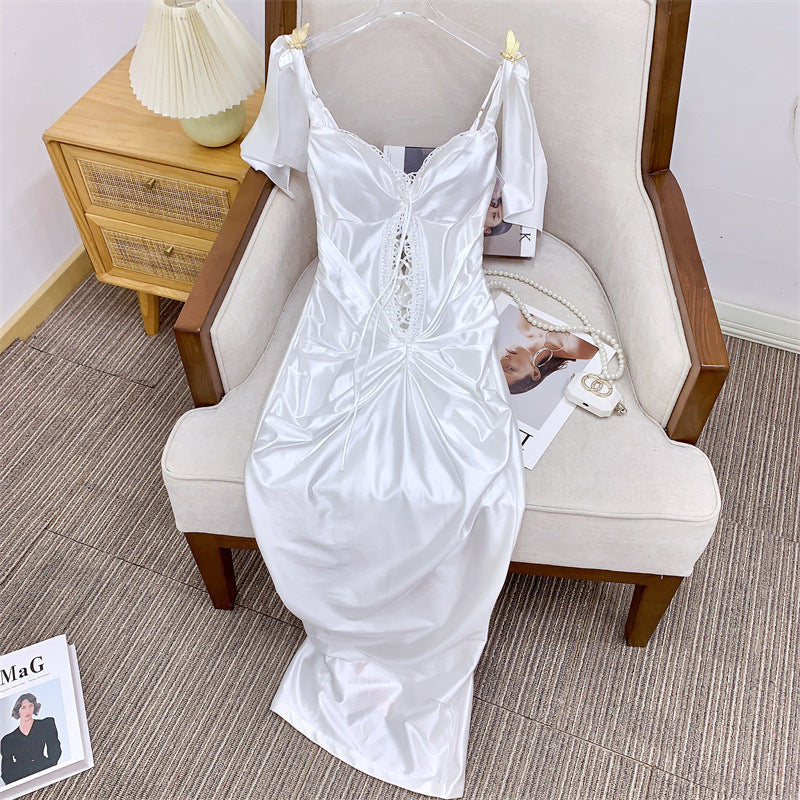 abito corsetto in raso alexandra bianco