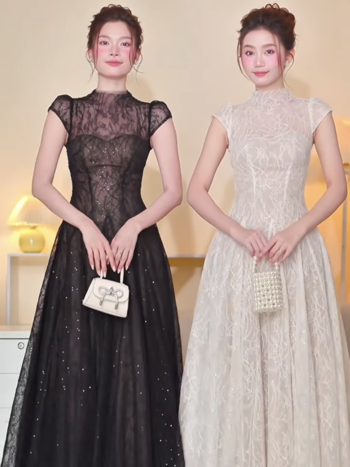 lace sequin A line midi dress