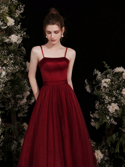 wendy Claret satin strap midi dress