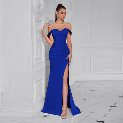 claire high slit backless bodycon maxi dress in white