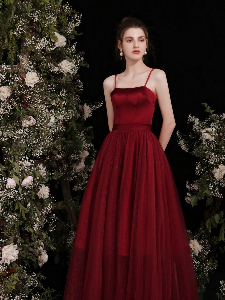 wendy Claret satin strap midi dress