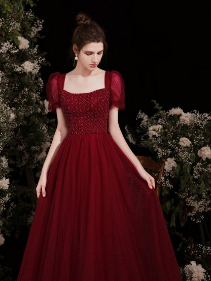 kate square neck maxi dress in Claret