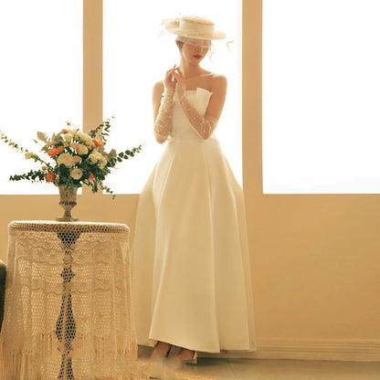 Louise French satin minimalist slimming princess-style lightweight wedding Maxi Dress